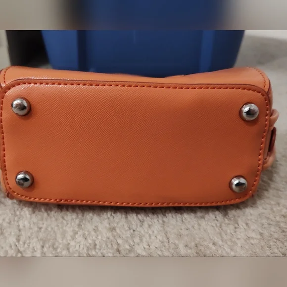 Nine West Shoulder Crossbody Bag Purse Hand Bag, Orange, Faux Leather - Picture 9 of 11